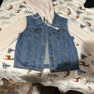 No Boundaries Denim Jacket with Cream Sleeves